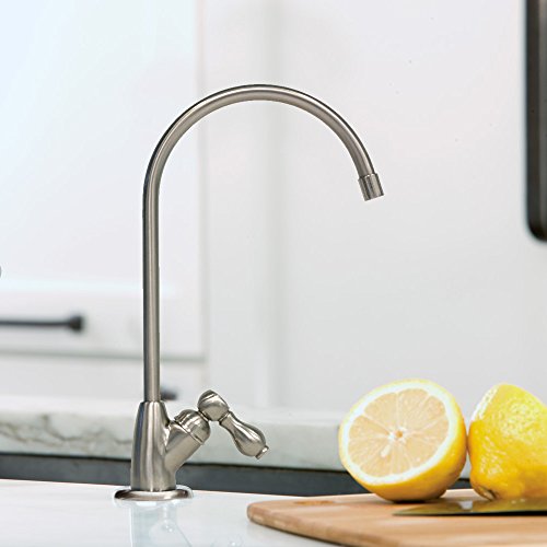 Image of Aquasana Under Sink Water Filter System - Reduces PFAS, Lead, & Chlorine in Drinking Water - Under Counter Claryum Filtration for Kitchen - 3-Stage - Brushed Nickel Faucet - AQ-5300.55