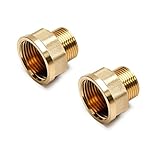 Brass Hose Barb,Hose Clamp Connector,2pcs 1PT Female x 3/4'PT Male Thread Brass Octagonal Bushing Pipe Fitting Adapter Gold Tone