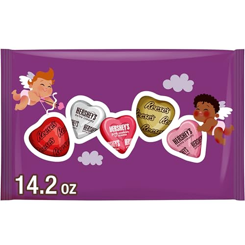 HERSHEY'S and REESE'S Assorted Flavored Hearts, Valentine's Candy Bag, 14.2 oz