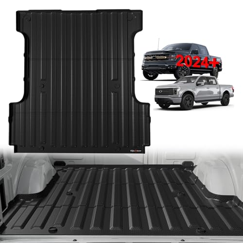 Image of TripleAliners Truck Mat Compatible with 2024-2026 Ford F150 & Lightning 5.5FT Accessories, Truck Bed Mat Heavy Duty Custom Fit All Weather Protection TPE Pickup Liner