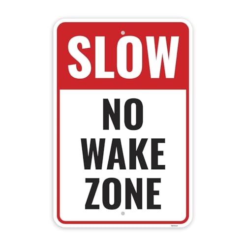 1PC No Wake Zone Sign, 18 x 12 Inches - Aluminum