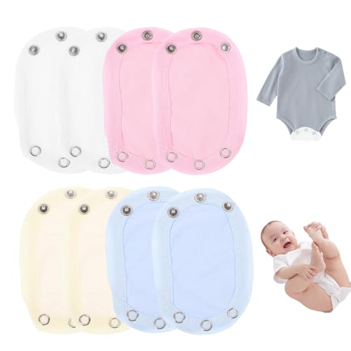 Eniyou 8 PCS Body VerläNgerung Baby BodyverläNgerung VerläNgerung Body Baby VerläNgerungen für Baby Body Reiner Baumwollstoff Verstellbare LäNge Geeignet füR DruckknöPfe Aus Metall