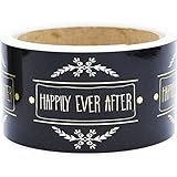 Happily Ever After Gold and Black Water Bottle, 2 x 8 Inch Rectangle, 50 Total Labels per Roll