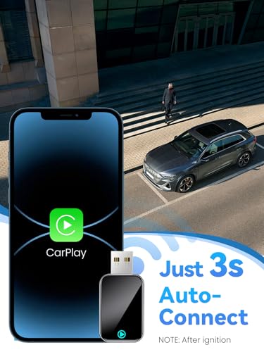 Alltotive S2 Mini Adaptateur CarPlay sans Fil pour iPhone, Convertissez Le Filaire en sans Fil, Plug & Play avec Typ-C/USB, Compatible avec Les Voitures à partir de 2016 et iOS 10+ (Noir)