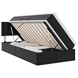 Tidyard Aufbewahrungsbett mit Matratze Schwarz 100 x 200 cm Kunstleder, Funktionsbett Jugendbett Polsterbett Doppelbett für Wohnheim Gästezimmer Schlafzimmer3370381