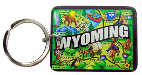 Westmon Works Wyoming Keychain Acrylic Souvenir Key Ring Chain Retro