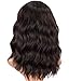 Natural Looking Short Wavy Wigs With Bangs For Black Women Black Mixed Brown Color Short Wavy Bob Curly Wig Synthetic Heat Resistant Fiber Hair For Black Women (Black Mix Brown 1) …