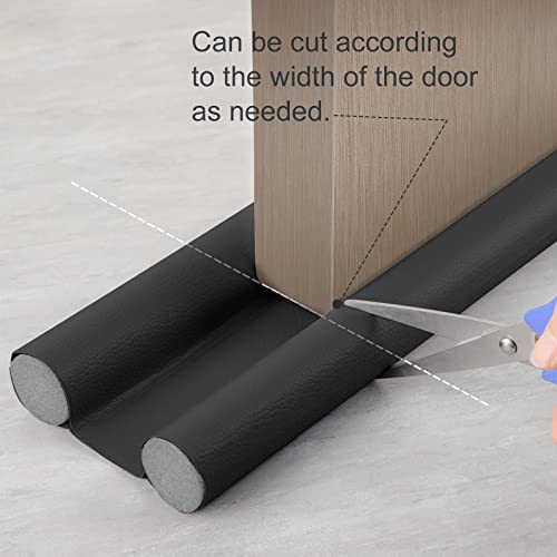 2Pcs Under Door Draft Stopper,Twin Door Draft Blocker Weather Stripping Noise Cold Air Blocker Window,Washable,Dust Proof,Removable,Adjustable Door Sweeps 38"(Black) #TOP6