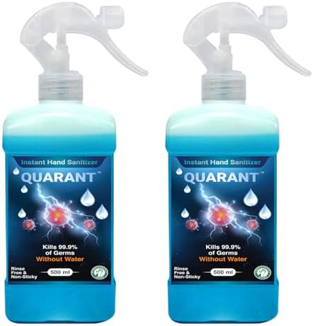 QUARANT 80% Alcohol Based Instant Hand Sanitizer Spray (500ml, Pack of 2)