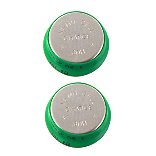 Exell Battery 2pcs 1.2V 40mAh NiMH Flat Top Cell Coin Button