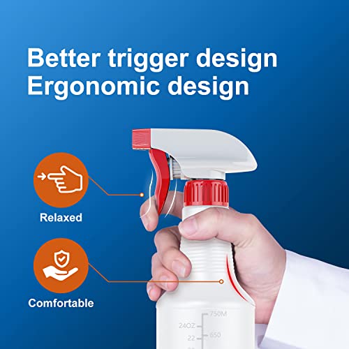 Veco Spray Bottle (5 Pack,32 Oz) with Measurements and Adjustable Nozzle(Mist & Stream Mode), HDPE Plastic Spray Bottles for Cleaning Solution, Household/Commercial/Industrial Use, No Leak and Clog - Thumbnail 7