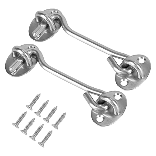 smtfcty 2 Stück Sturmhaken mit öSe Sturmhaken Edelstahl Kabinenhaken Türhaken Tür Riegel Fenster Fang Kabine Tür Sperren Fensterhaken für Tor Garage Zaun Fenster oder Schuppen (10 cm/4 Zoll)