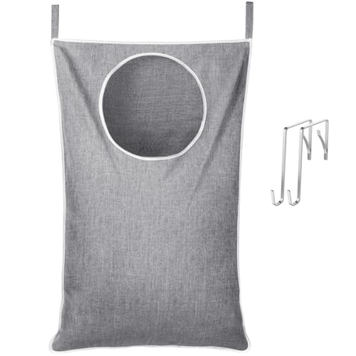 Image of Lifewit Over Door Laundry Hamper, Large Collapsible Hanging Laundry Hamper, Hanging Laundry Basket Bag for Bathroom Bedroom Dirty Clothes Storage Organizer, Light Gray