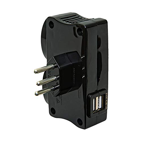 Multi USB Carregador 2 USB e 2 Tomadas Black, Daneva, DN1650, Preto