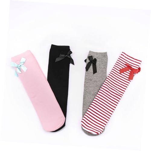LIFKOME 1 Pair Striped Stocking High Socks Over The Knee Sock Bow Knee Socks Middle Tube Girl Child Baby Socks2