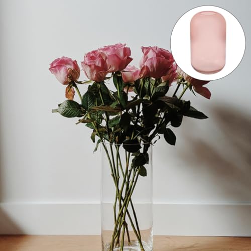 Jarrón de vidrio rosa chic con diseño creativo para decoración de mesas y escritorios 5
