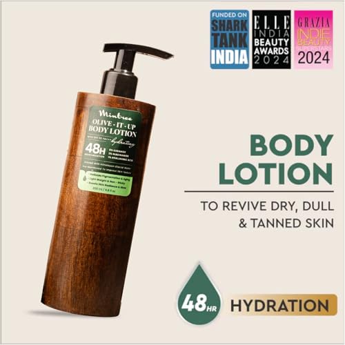 Image of Mintree Olive Body Lotion, 48-Hour Hydration with Ceramides and Peptides, Lightweight, Non-Sticky Body Lotion for Men and Women, Helps Calm Body Acne and Protect from Pollution | All Skin Types | 200 ml