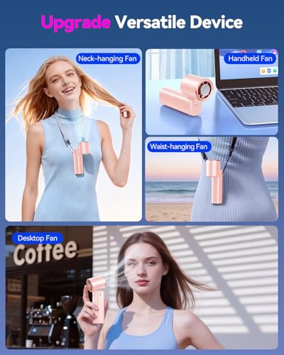 Image of DRORION Portable Mini Fan with Ice Cooling Function, 199 Speed Adjustable Handheld Fan, Rechargeable Personal Fan with Digital Display, Quiet Desk Fan for Travel, Office, Outdoor, Summer,Pink