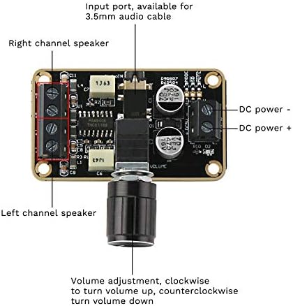 DollaTek Audio Amplifier Board, PAM8406 Digital Power Amplifier Board 5W+5W Immersion Gold Stereo Amp 2.0 Dual Channel Mini Class D DC5V Amplify DIY Circuit Module