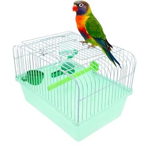 Milisten Portable Bird Cage, ABS & Iron Construction Travel Cage for Parrots, Parakeets, Lovebirds, Secure for Car & Vet Visits