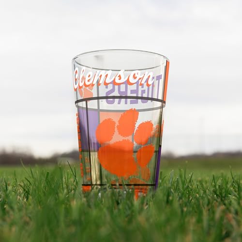 Image of Logo Brands NCAA oz Stained Glass Pint Glass - 3D Embossed Logo & Bold Team Colors - Durable Sports Fan Beer Glass for Home, Bar & Tailgates