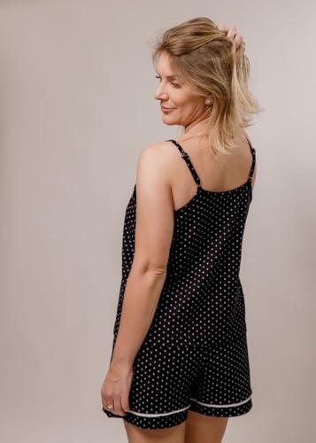 Short Doll Feminino Adulto Short Doll Blusa Abertura Com Botões - Póa Preto (BR, Alfa, 3G, Regular,