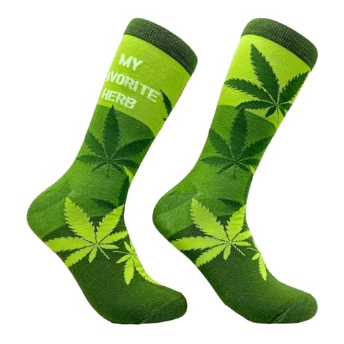 Crazy Dog T-Shirts Men's My Favorite Herb Socks Funny 420 Weed Leaf Pot Smoke Lovers Footwear Funny Gift for...