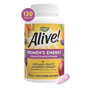 Nature’s Way Alive! Women’s Energy Multivitamin, Supports Whole Body Wellness*, Supports Cellular Energy*, B-Vitamins, Gluten-Free, 130 Tablets
