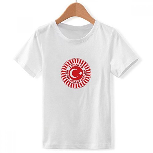 T-Shirt Turquie Enfant Blanc Coton Col Rond Motif Asie