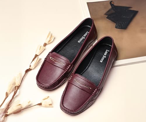 Image of LOUIS STITCH Women's Premium Slip-On Loafers | Elegant Solid Slip-On Comfort Shoes for Casual and Formal Wear | Slip-On Loafer Shoes for Women | LSLD-BLR-HS01