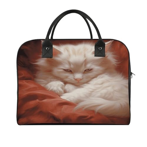 Travel Bag Lightweight Overnight Bag Portable Hazy Cat Print Tote Bags For Women And Men