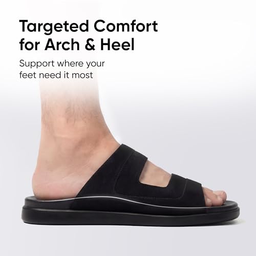 Image of Frido Comfort Dual Strap Sandals for Men with Bounce Back Cushioned Footbed, Zero Drop Sole for Arch Support Pain Relief, Lightweight Anti-Skid, Adjustable Velcro Casual Sandals