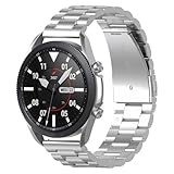 JNCVXN Compatible con Samsung Galaxy Watch 3 de 45 mm/Watch de 46 mm, correa de metal de acero inoxidable de 22 mm, correa de repuesto para Samsung Galaxy Gear S3 Frontier/Classic, color plateado