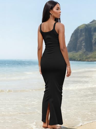 Image of Nimsruc Women Summer Long Dress Casual Slip Sexy Slim Sleeveless Bodycon Maxi Dresses for Women 2024