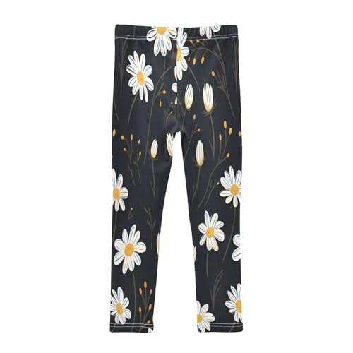 Bolaz Toddler Girls Leggings Printed Yoga Pants Leggings White Yellow Daisy for Kids2