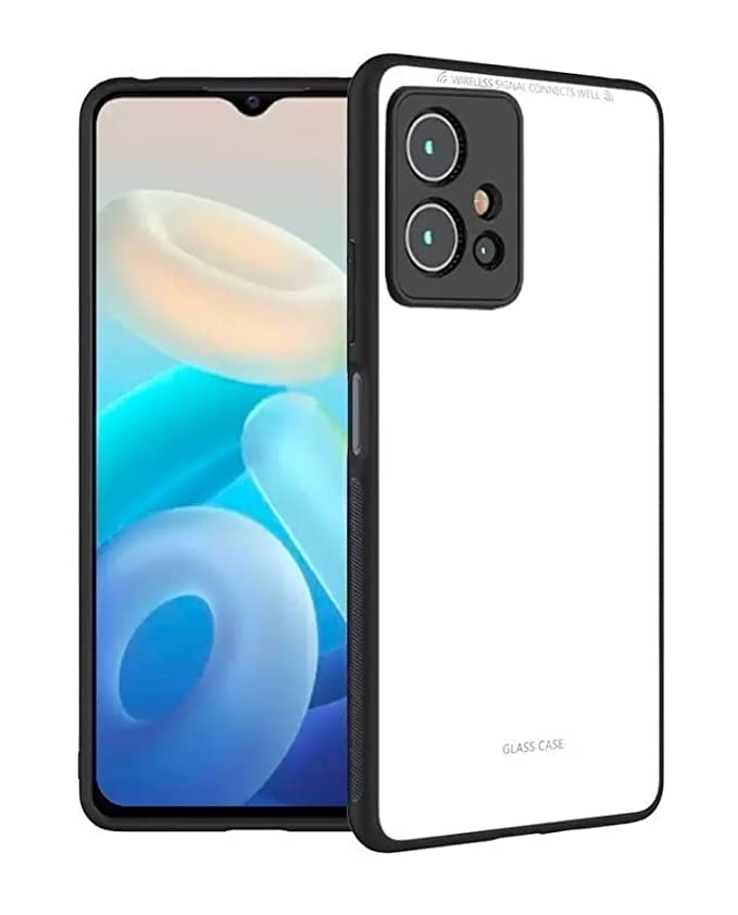 Erams Online for Vivo T1 5G & Y75 Back Cover,Tempered Glass Pattern Back+TPU Frame Hybrid Shell Slim Case for Vivo T1 5G & Y75 (Black) (B0CJJYMVXD) Amazon Price History, Amazon Price Tracker