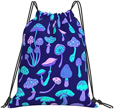 TYSN Boho Bohemian Mushroom Drawstring Backpack Waterproof Adjustable Lightweight Gym Drawstring Bag Sports Dance Sackpack 16" X 14"