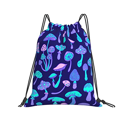 Tysn Boho Bohemian Mushroom Drawstring Backpack Waterproof Adjustable Lightweight Gym Drawstring Bag Sports Dance Sackpack 16" X 14" #TOP1