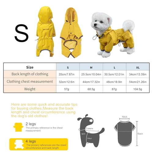 Mihauuke Regenmantel Für Hunde,wasserdichte Verstellbare Leichte Gelbe Bekleidung | Regenmantel Mit Kapuze Für Hunde - Für Welpen Mittelgroße Rassen Regnerisch Weihnachten Halloween Schnee