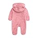 Children's Boys and Girls Outfit Loose Bear Hooded Romper 2025 Winter Fleece Coat Long Sleeve Fashion Jumpsuit Pink