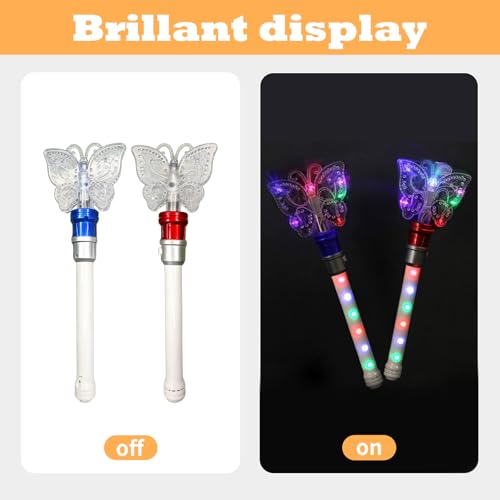 2Pcs Light Up LED Wand Star Light Flashing Wands, Magic Wand Rotating Toy for Girls and Boys, Colorful Flashing LED Lights, Fun Party & Birthday Giftt Flashing Wands - Image 2