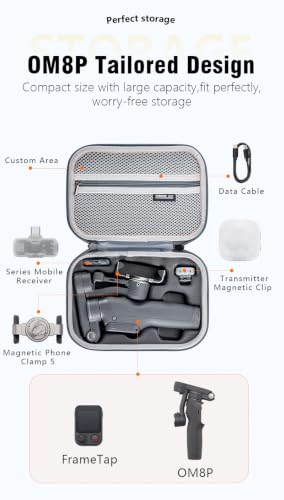 Image of LEQTRONIQ DJI Osmo Mobile 8P Carrying Case | Hard EVA Storage Bag for OM8P Vlog Combo | Shockproof Protective Travel Case with Splash-Resistant PU Exterior & Adjustable Shoulder Strap