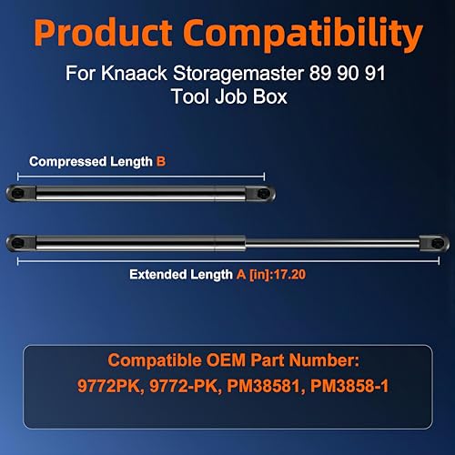 17in Gas Strut for Knaack Master 89 90 91 Jobox Tool Box Lid 977-2PK by Euplokeer - Used condition - Image 3