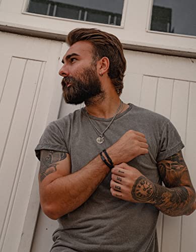 Pulsera ajustable de cuero negro trenzado para hombre miniatura 4