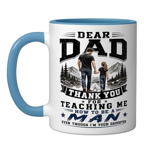 Taza de cerámica divertida para papá, azul y blanca miniatura 1