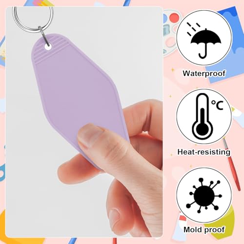 Image of LOTMER 20 /30 /40 /80 PCS Hotel Keychain Blank with Key Rings, 60 Colors Motel Key Chains for DIY Keychains