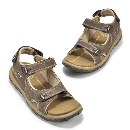 Image of Woodland Men Khaki Two-Tone Nubuck Sandals
