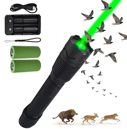 FXNFXLA Handheld Bird Chaser Laser Deterrent - Rechargeable Green Laser, Portable with Torch, Camping, Orchard and Warehouse