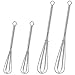 Yunzen 4Stücke Profi Plus Schneebesen Set Klein Rührbesen Ballonschneebesen Mini Quirl Küche Rührblitz Edelstahl Kugelschneebesen 12,7/17,8cm mit Griff für Mischen Schlagen Aufschäumen Rühren, Silber