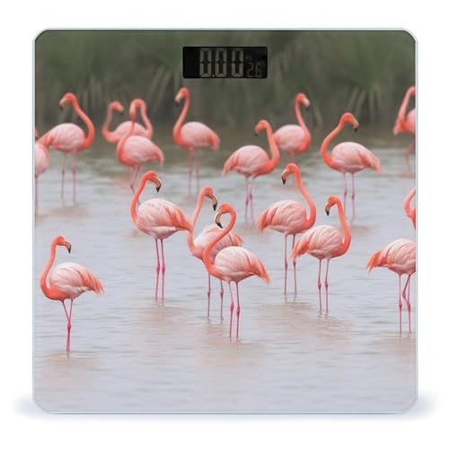 Báscula digital baño flamencos rosa 400 lb LCD miniatura 1